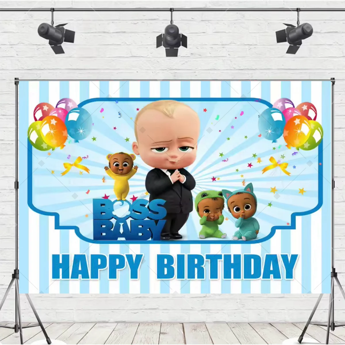 Cartoon Baby Junge Party Dekorationen Hintergrund Niedliches Baby & Kind Thema Kindergeburtstag Dekorationen Baby Taufe Banner Geschenk – Detail 4