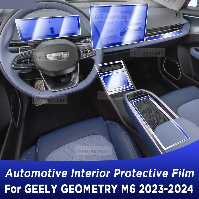 

For GEELY Geometry M6 2023 2024 Gearbox Panel Dashboard Navigation Automotive Interior Protective Film TPU Anti-Scratch Sticker