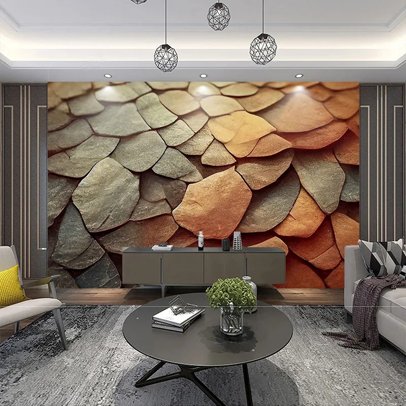 

Custom Any Size 3D Modern Nordic Relief Layered Shale Texture Sandstone Painting TV Background Wall Papel De Parede Home Décor