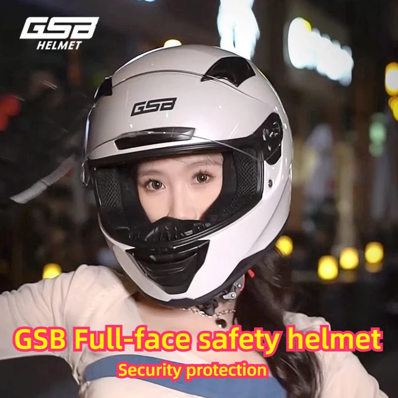 GSB Retro Full Face Helmet GSB371  Large Size Motorbike Helmet Men Women Four Seasons E-Bike Safety Helmet