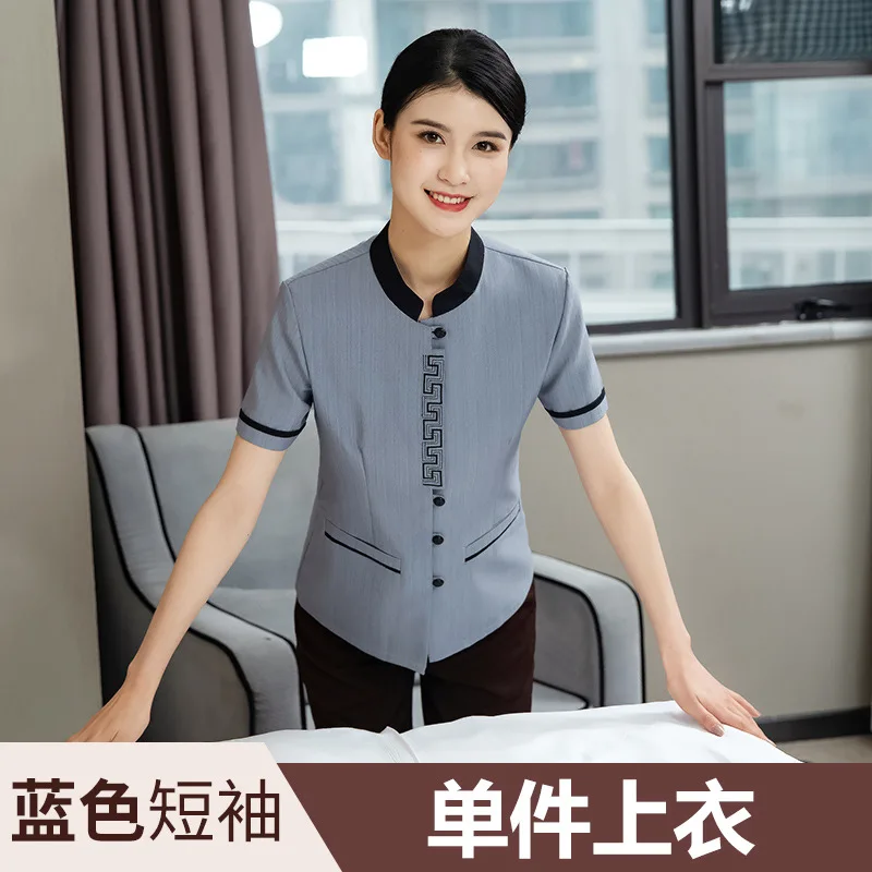 Small Area Cleaning Work Clothes Short Female Hospital Hotel Aunt Cleaner Property Summer Half Sleeve Outfit Top