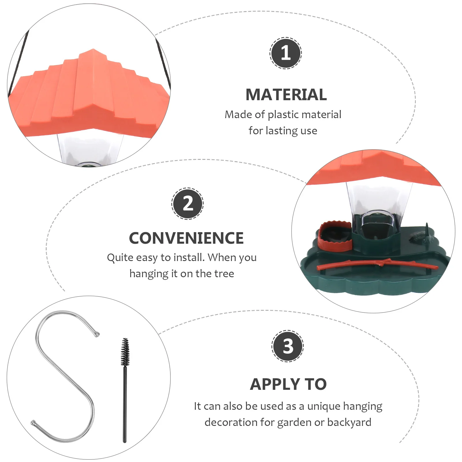 

1Set Multifunctional Bird Feeder Durable Plastic Hanging Tray Easy Clean Refillable Unique Garden Decoration Bird Feeding Tools