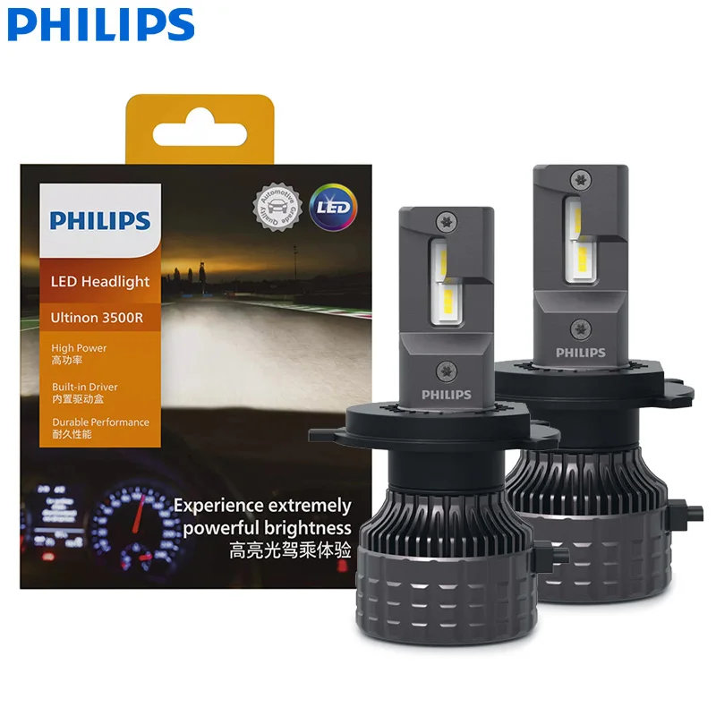 

Philips LED H4 9003 Ultinon 3500R High Power 30W 2500LM Car Headlight 6500K White High Lumen Watt LED Lamps P43t LUM11342U3500X2