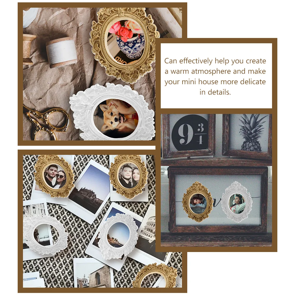 

8 Pcs Photo Frame Accessories Mini Houses Decor Miniature Frames Small Picture Crafts Tiny Resin