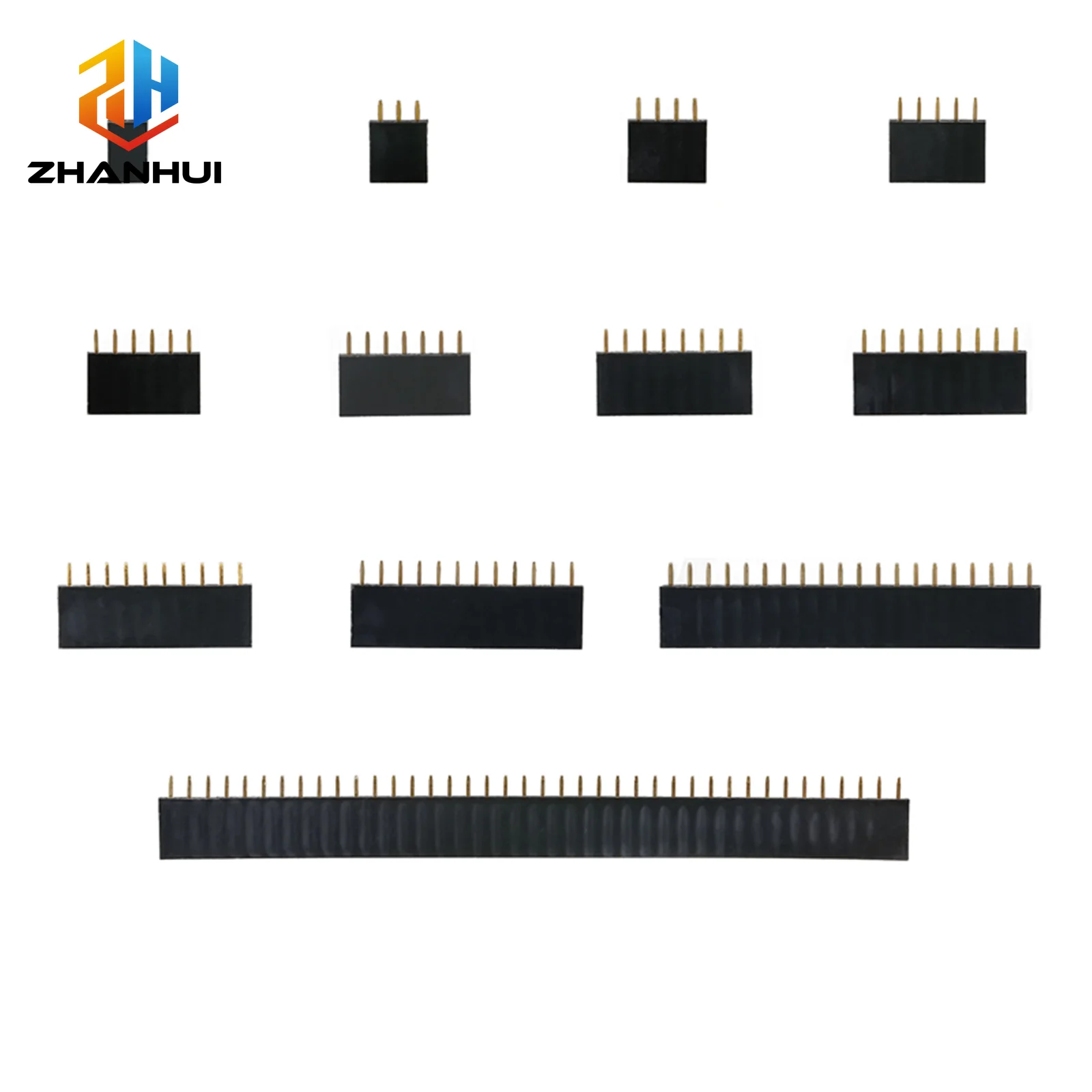 10Pcs 2.54mm Pitch Single Row Female Header Socket - 2/3/4/5/6/7/8/9/10/12/14/16/20/40 Pin PCB Connector
