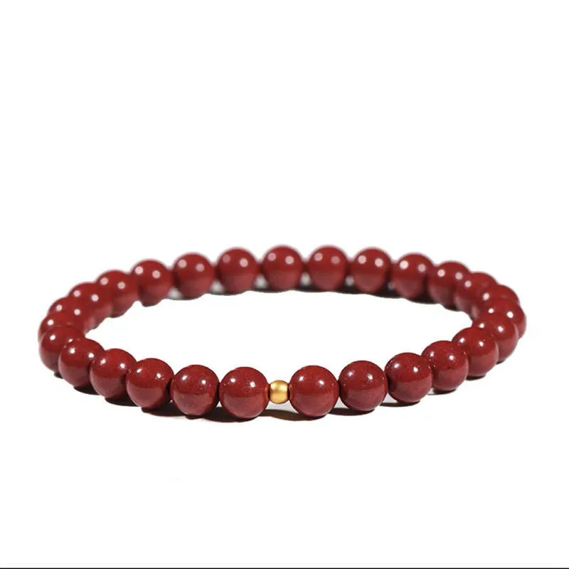 

New Jewelry Chinese Classic Natural Cinnabar Stones Passion Exquisite Round Bead Bracelet Handmade Bangle Accessories Gift