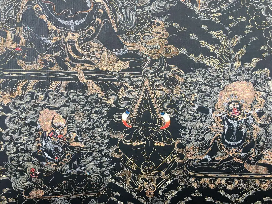 Chinese Old Tibetan Thangka Paper Buddha statue Of Vader King Kong Painting