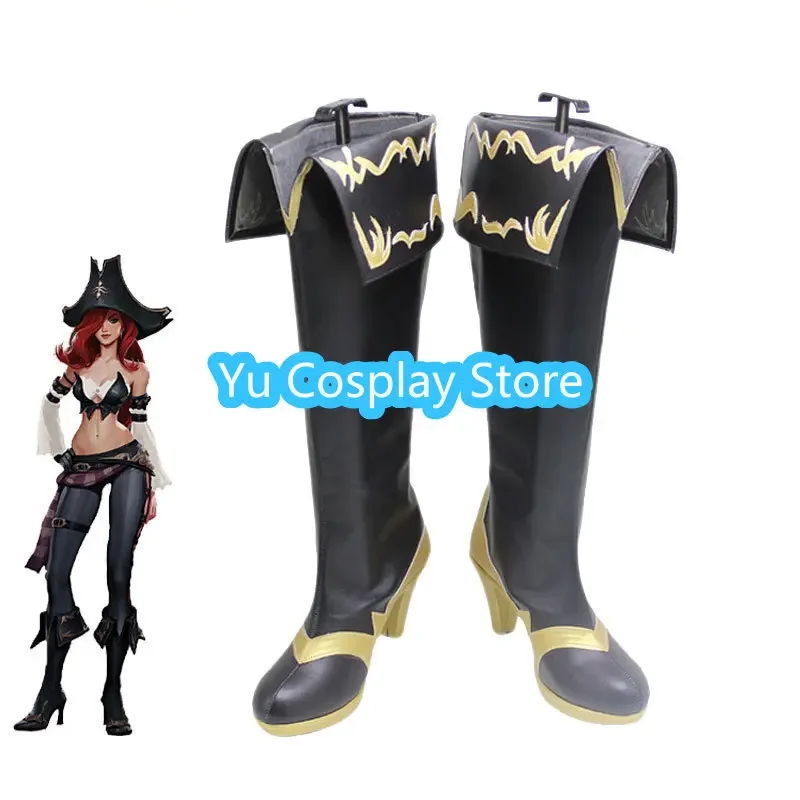 Miss Fortune Cosplay Shoes LOL the Bounty Hunter Cosplay Props PU Shoes Halloween Carnival Boots  Custom Made