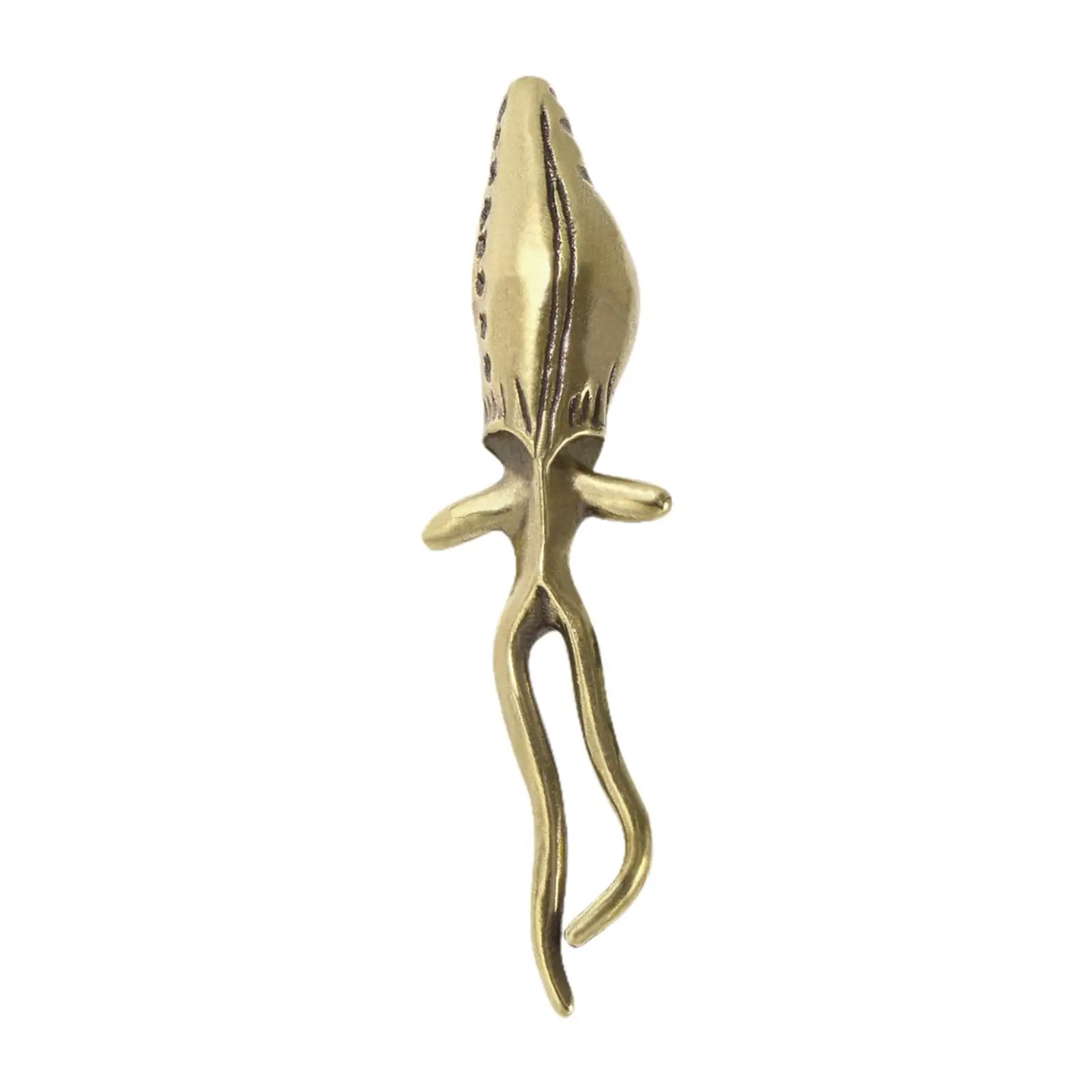 Brass Squid Sculpture Mini Art Ornament for Bookshelf Fireplace Tabletop