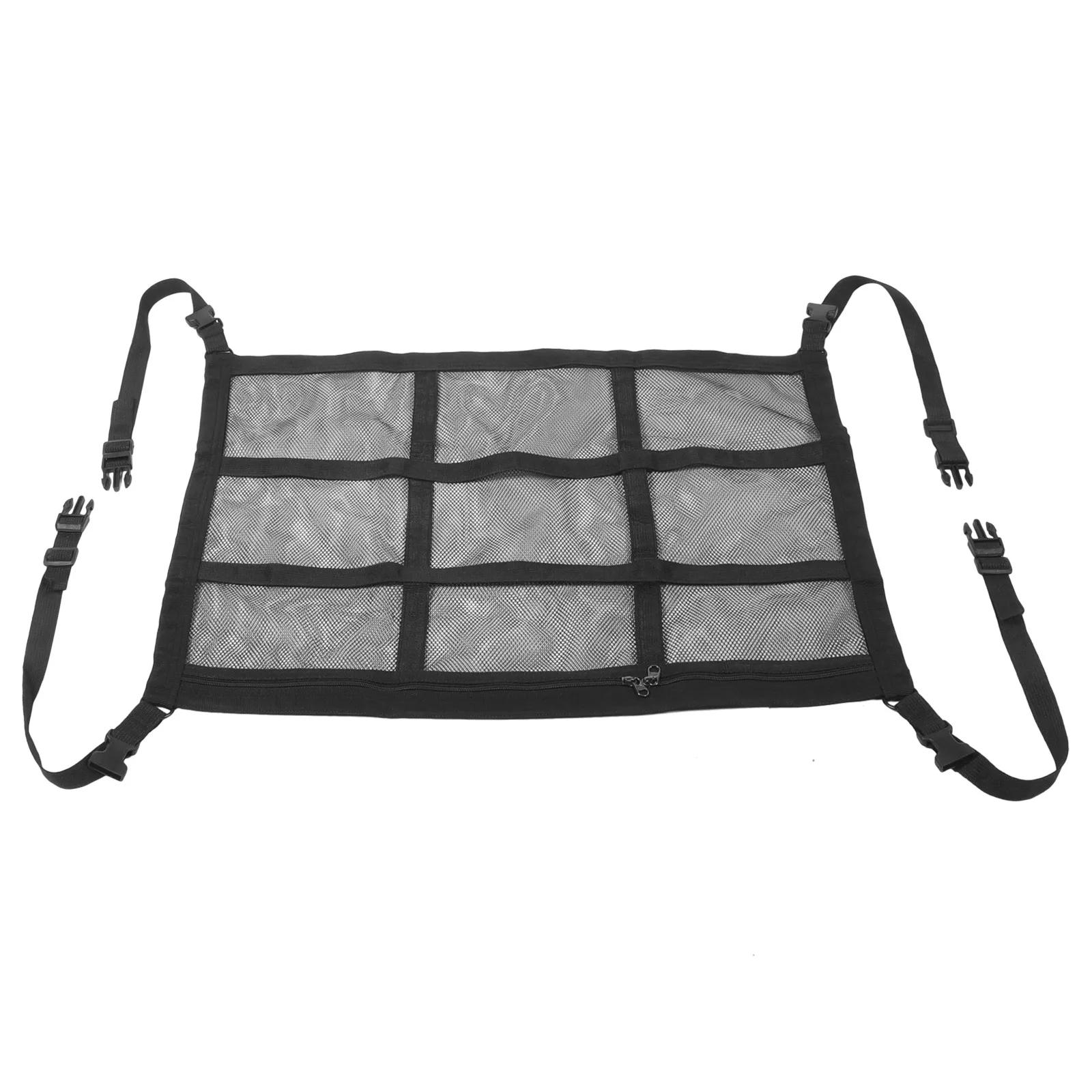 

High Capacity 70x50 Roof Mesh Storage Bag Durable Black Fabric Double Zipper Organizing Car Ceiling Cargo Net Home Car