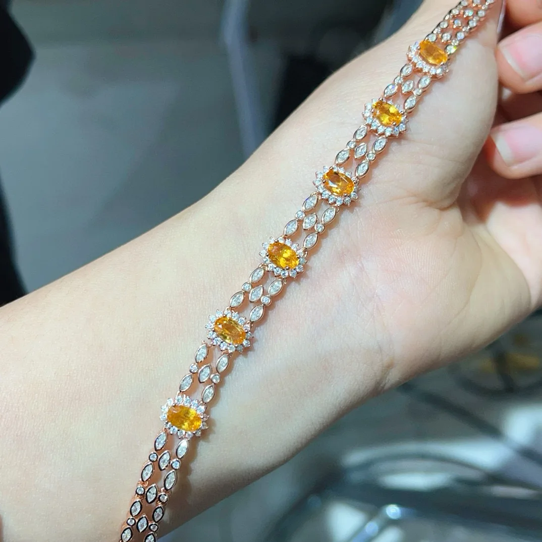 

Natural Fanta Stone Bracelet Main Stone 4*6mm Each Fine S925 Sterling Silver Precision Inlaid Partschinite