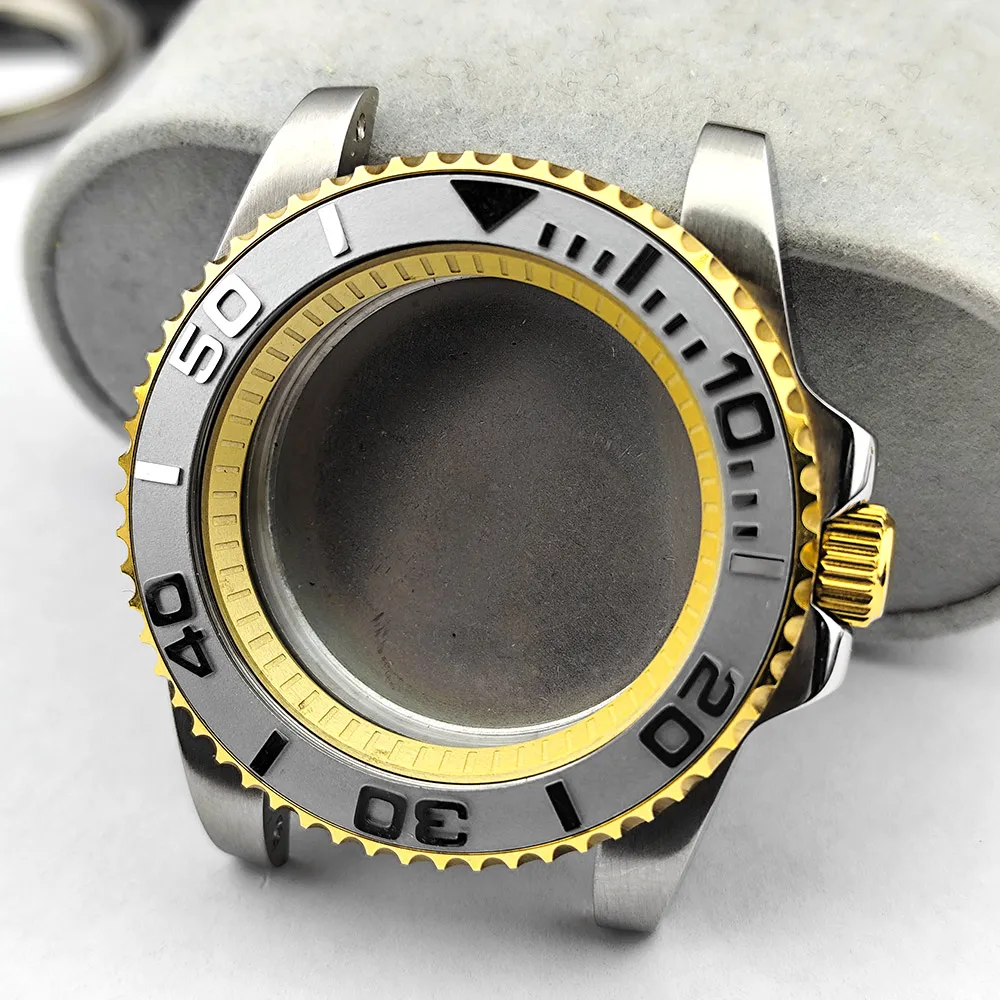 40,5mm Edelstahlgehäuse passend für NH35/NH36 Uhrwerk, Saphirglas, Ersatzteile, Zubehör, Silber, Schwarz, Roségold, Yacht-Uhrenbox – Detail 13
