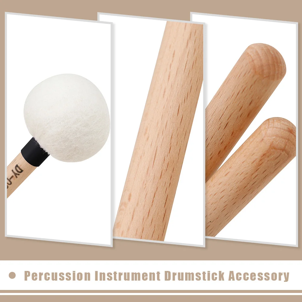 

2Pcs Felt Timpani Percussion Instrument Wooden Handle Percussion Instrument Drumstick Accessory Mallets Red Tuning Durable