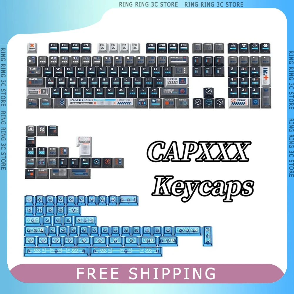 Capxxx Warning Mechanical Keyboard Keycap PBT Five Sided Thermal Sublimation Transparent Side Engraved Keycaps  Laptop Accessory