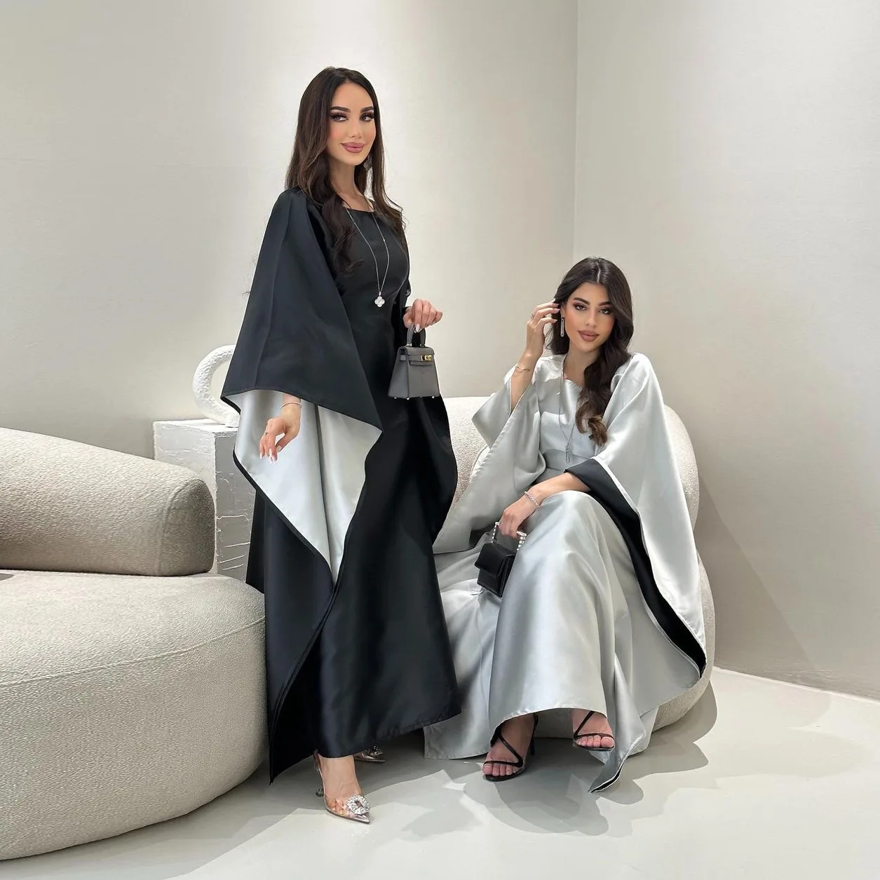 2024 Nuovo Eid Djellaba Ramadan Abaya per Le Donne Musulmane Maxi Vestito Dubai Turchia Caftano Islam Jalabiya Kebaya Caftano Marocain Femme