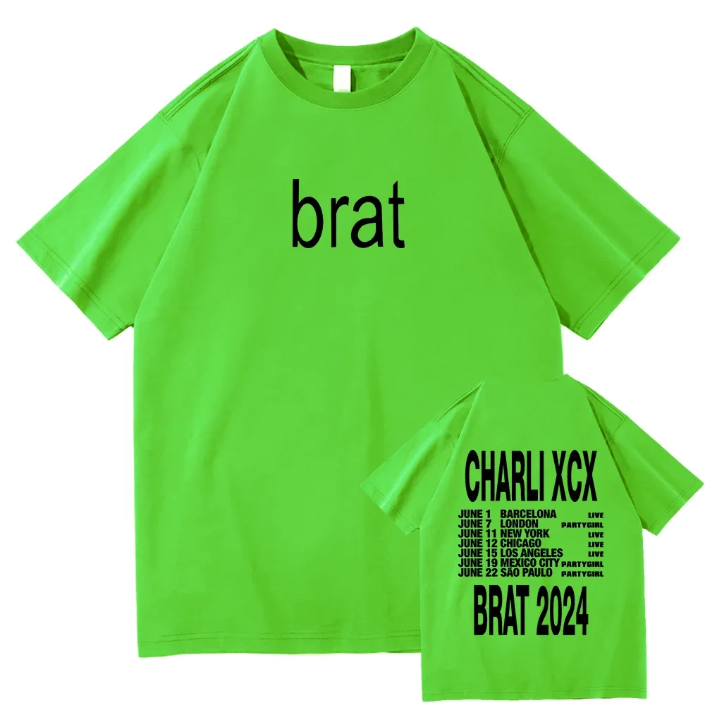 Charli XCX Sweat 2024 Tour Tshirt Brat Album Men/Women Clothing Harajuku T-shirt Unisex Vintage Cotton Tops Graphic T Shirts