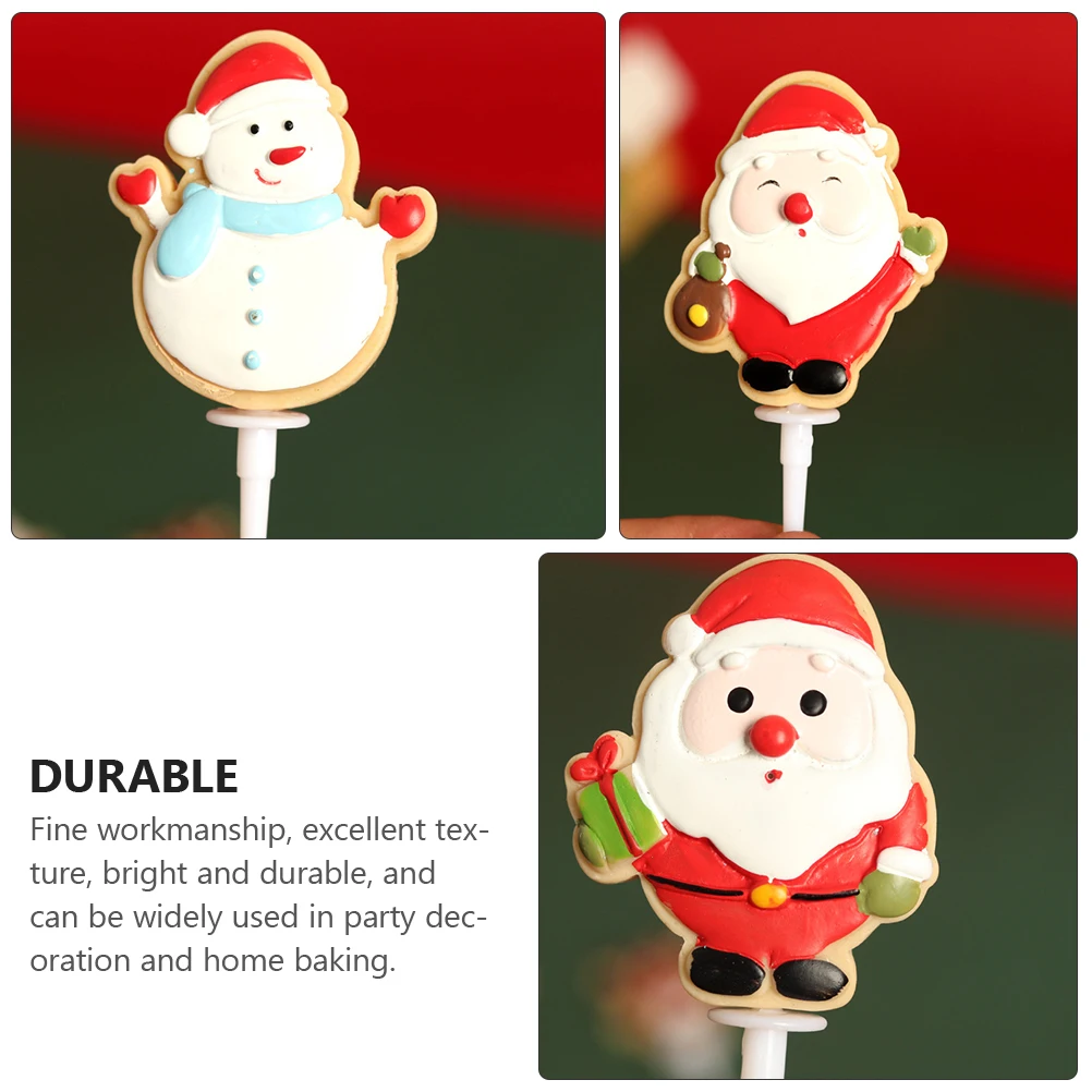 

4pcs Christmas Cake Toppers Resin Decorations Vivid Cartoon Theme Party Supplies Baking Cake Decoration