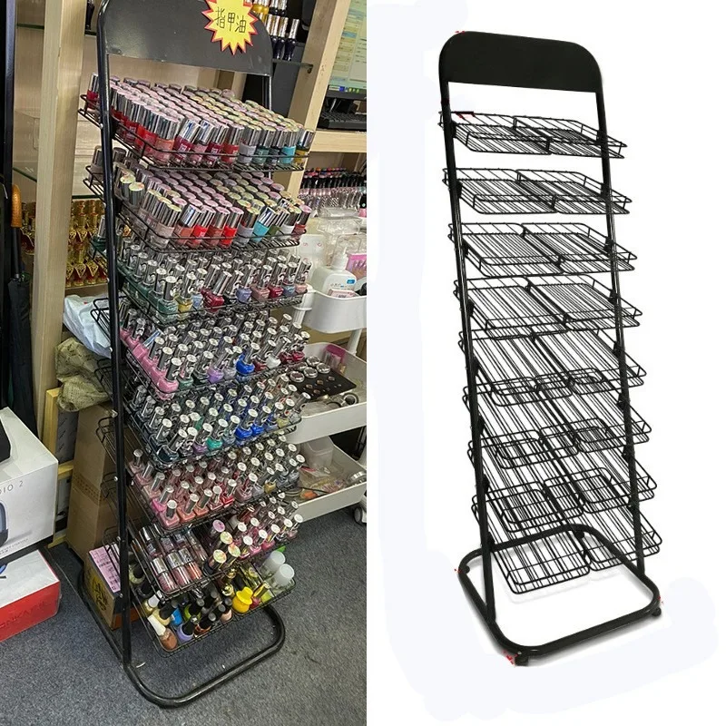 Nail polish display stand Storage rack Floor cart Nail shop Iron nail polish glue shelf