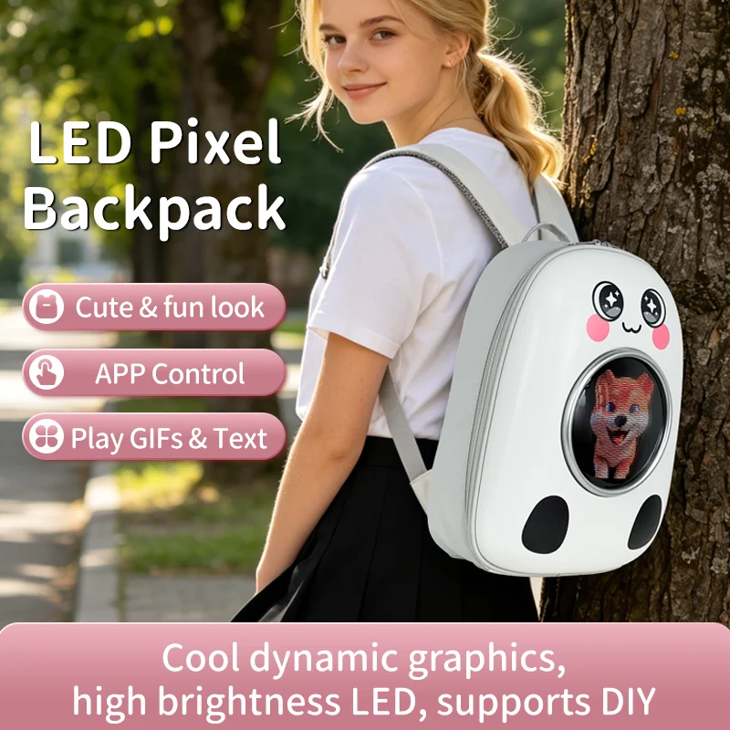 SXMA N3 LED Display Backpack Smart DIY Laptop Locomotive Luggage Bag Outdoor Motorcycle Cycling Rucksack for Camping Travelling