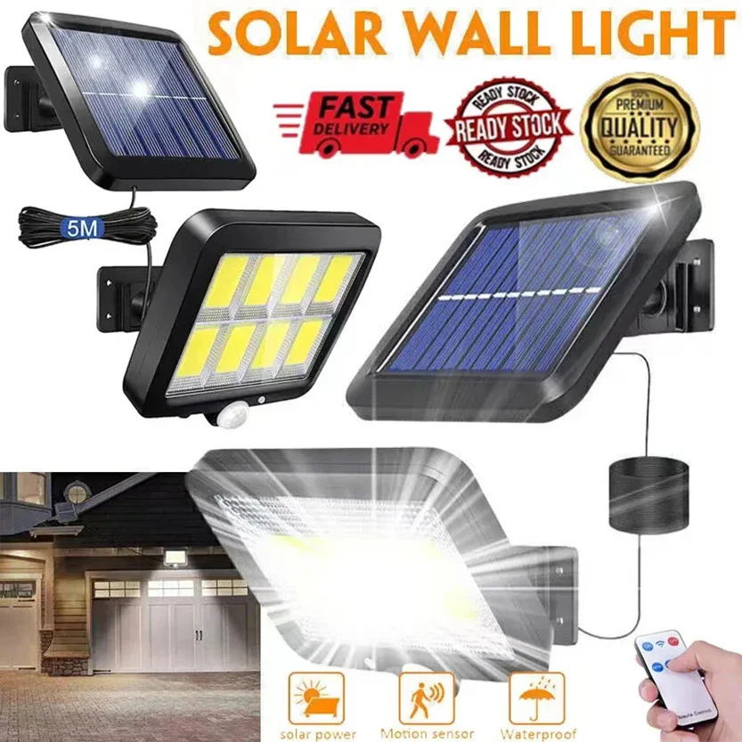 

100/120/160Cob Solar Outdoor Lights 3 Mode Waterproof Motion Sensor Garden Solar Lamp Street Garden Security Split Wall Light