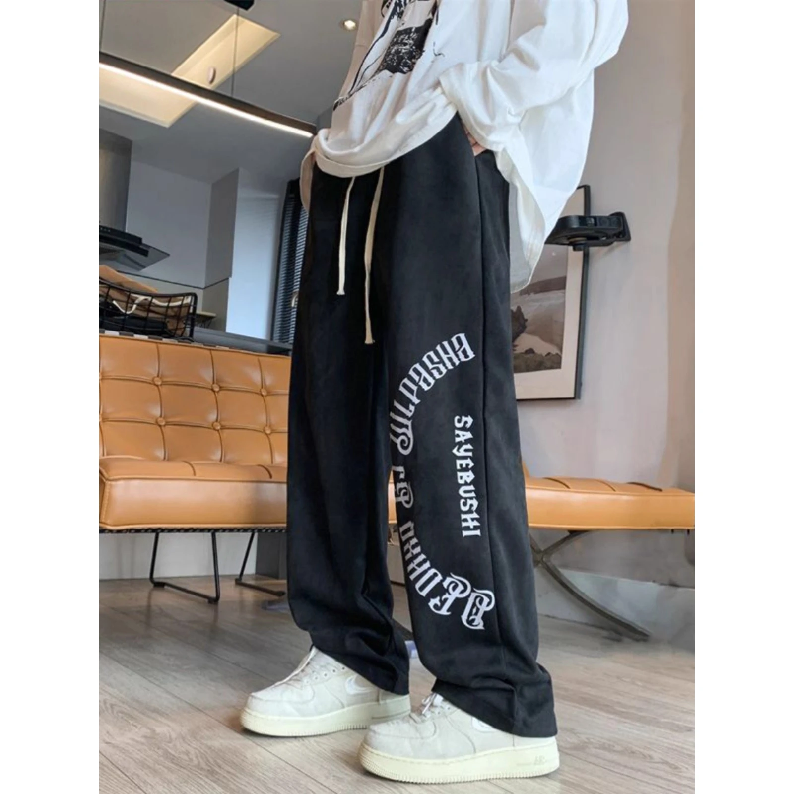 

Мужские брюки Extra Large 300 Pou в американском ретро-стиле, повседневные, осенне-зимние, уличные, свободные, прямого кроя, длинные