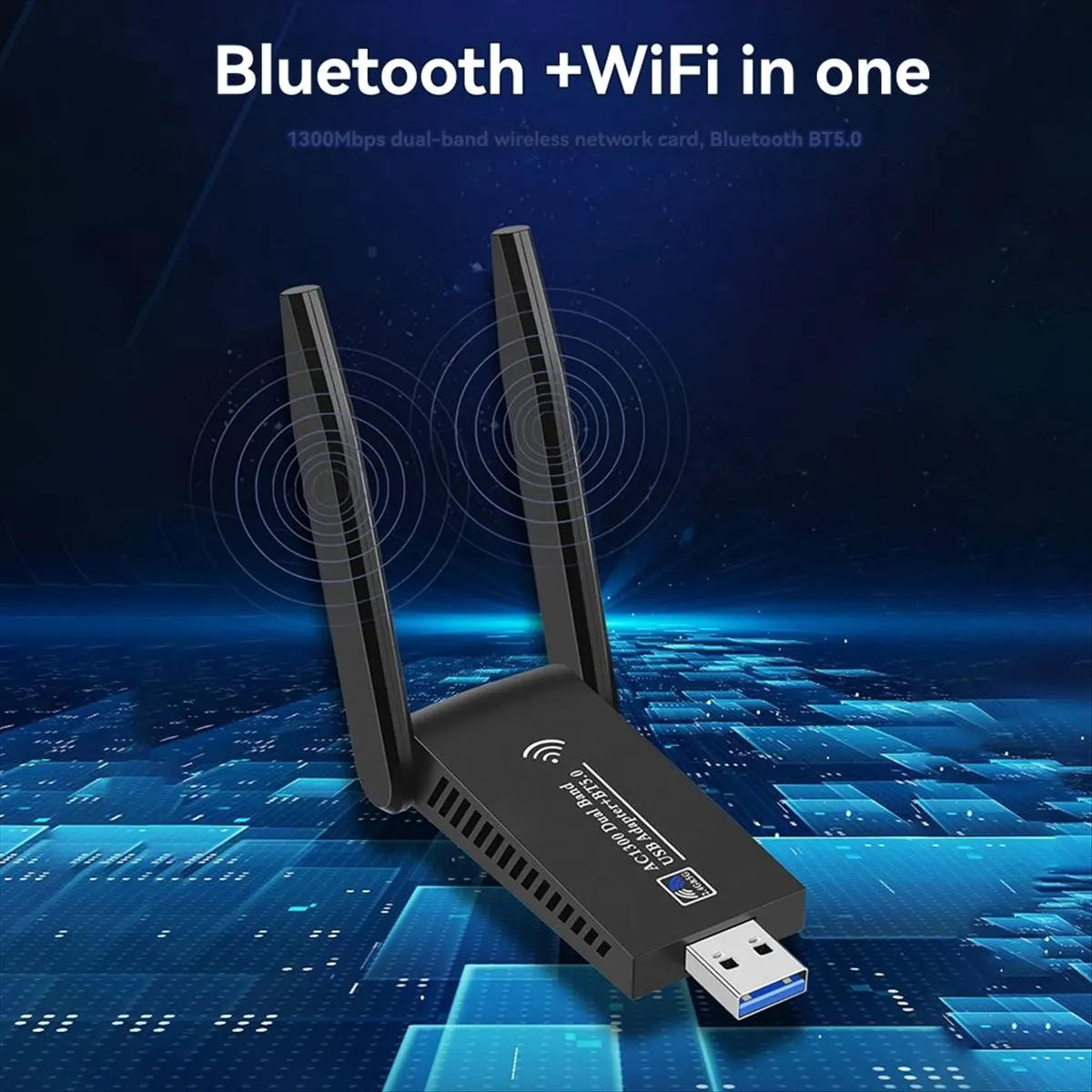 DT81 1300Mbps USB 3.0 WiFi Bluetooth5.0 Adapter 2-in-1 USB Dongle 2.4Ghz 5Ghz Dual Band WiFi 5 Network Wireless Wlan Receiver