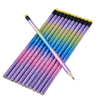 12Pcs Black Wood Cased HB Pencils Soft Cool Pencils Holographic Pencil with Eraser Holographic Barrel