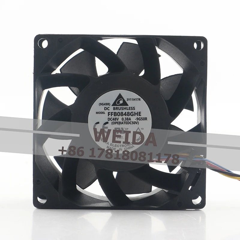 

Delta 48V 0.38A AC EC 8038 cooling fan FFB0848GHE 8CM inverter computer 80X80X38MM Industrial temperature control