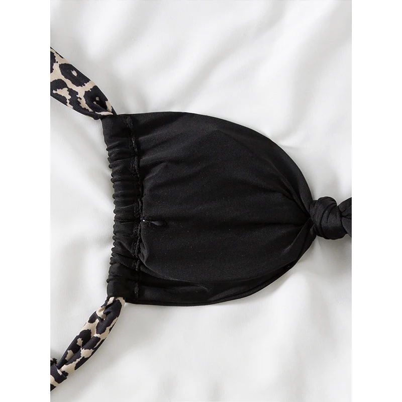 FASKO Leopardenfarben passender Triangel-Bikini, zweiteiliger Anzug, Bikini 2025, neue Serie, Strandserie, Party-Stil