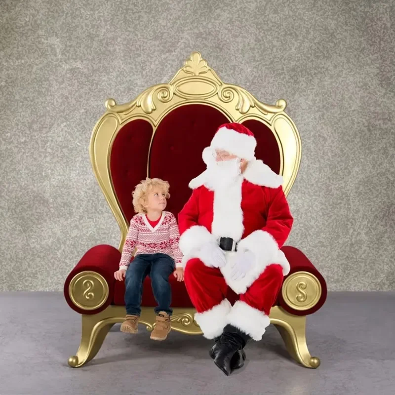 Shopping Center Decoration Fiberglass Christmas Santa Throne For Mall Display