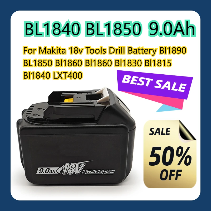 

For Makita 18v Tools Drill Battery Bl1890 BL1850 Bl1860 Bl1860 Bl1830 Bl1815 Bl1840 LXT400 9.0Ah