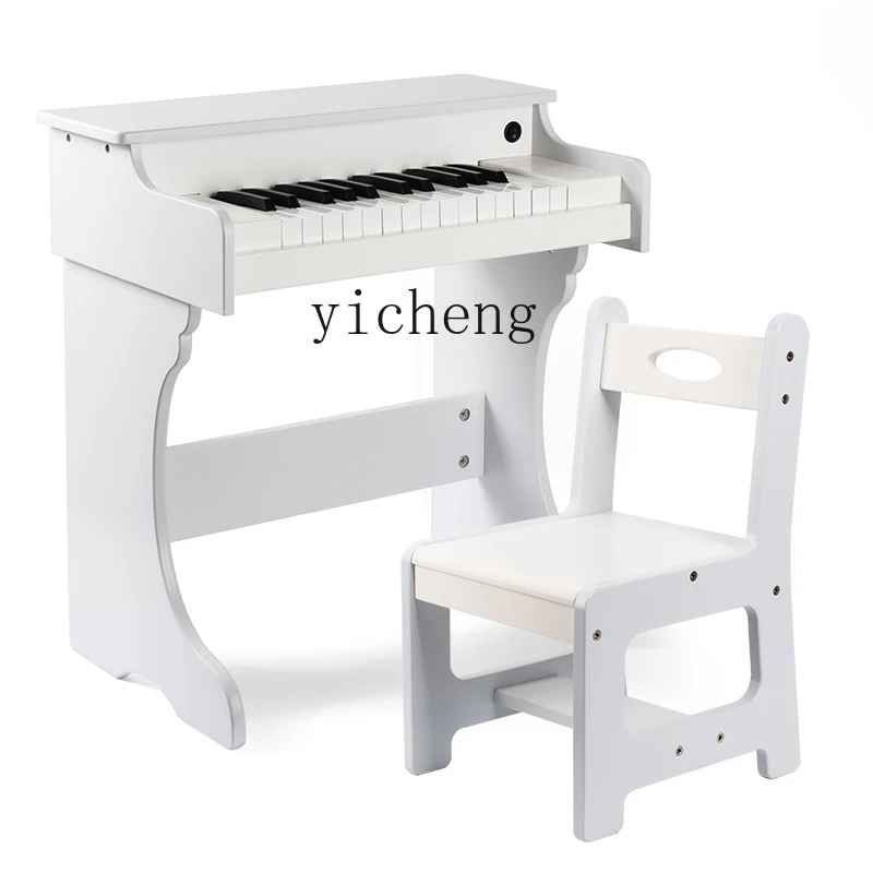 

Tqh Children's Piano Toy Wooden Playable Electronic Keyboard Beginner Boy and Girl Baby Play House Toy