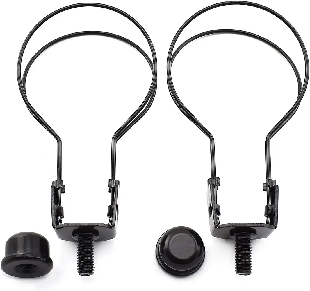 

2-Pack Lamp Shade Clip Adapters with Solid Finials for Table & Floor Lamps, Black