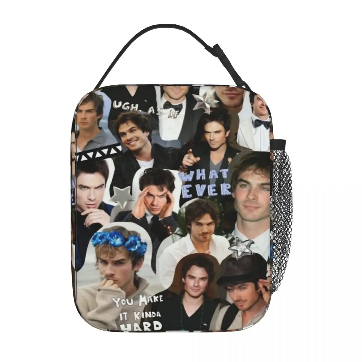 

Damon Salvatore Collage Insulated Lunch Bag Vampire Diaries Horror Movies Food Box Portable Thermal Cooler Lunch Box For Travel