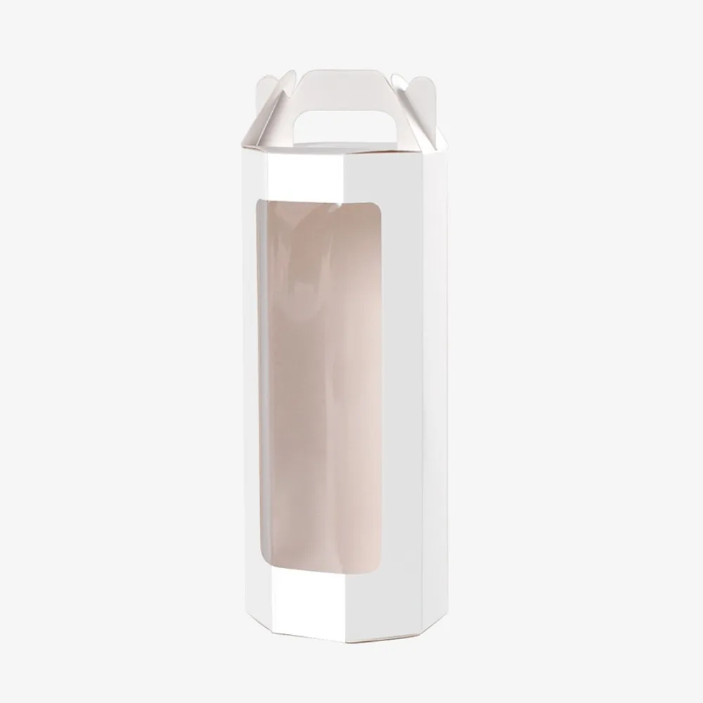 10Pcs Transparent Octagonal Gift Boxes Hollow Out Display Boxes Gift Box with Window Handle Paper Companion Gift Box