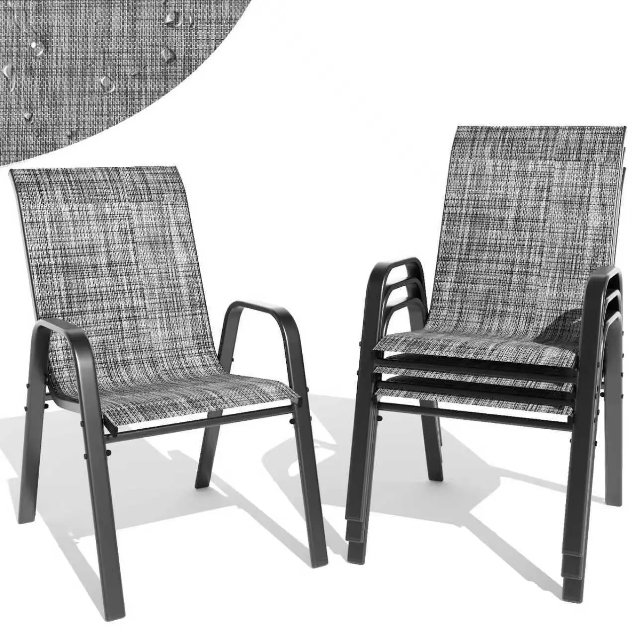 Patio Dining Chairs Set of 4 Outdoor Stackable Dining Chairs for All Weather 350lbs Capacity Heavy Duty Textilene