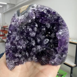818g 8cm Natural Uruguay Dream Amethyst Quartz Crystal Cluster stand