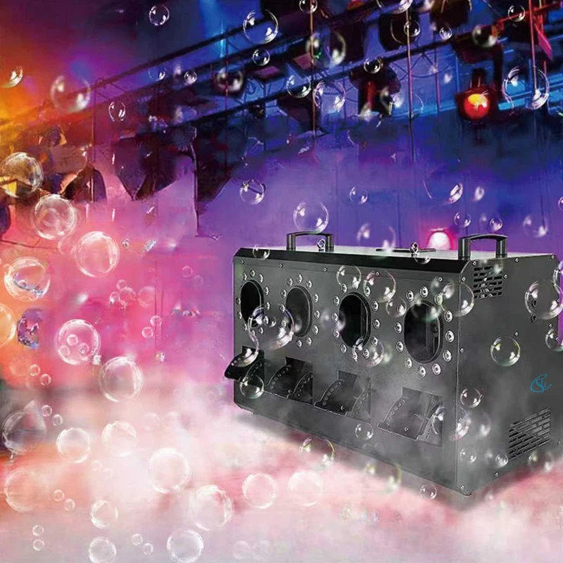

RGB 4-Wheel 1500W Smoke Bubble Fog Machine Stage Lighting Bubble Maker Haze Machine DMX Remote Control for Wedding Party DJ