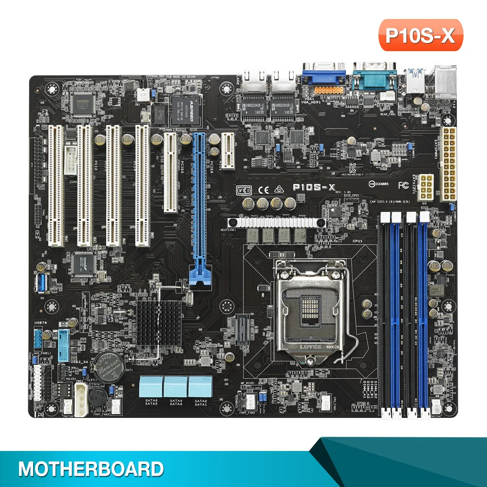 P10S-X Server Motherboard For ASUS 1151 1200 DDR4 6*SATA 3 Support E3-1200 V5 V6