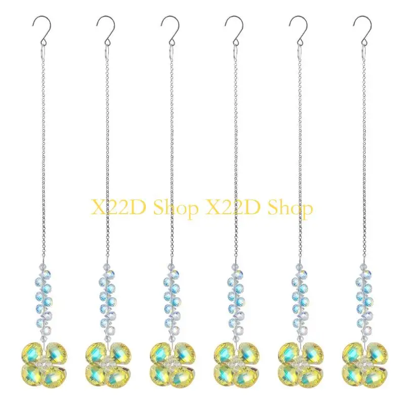 X22D 6 Piece Handcrafted White Mineral Sun Catchers with 4 Designs Wind Decors Perfect for Indoor Outdoor Spaces