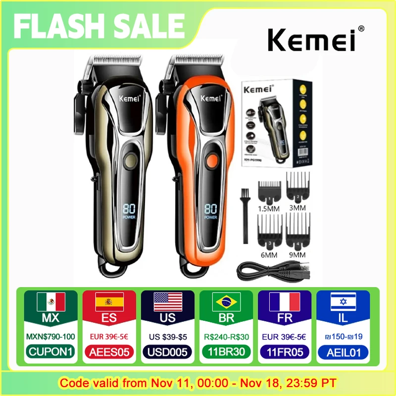 Kemei Hair Clipper Electric Hair Trimmer for men Electric shaver professional Men's Hair cutting machine Wireless barber trimmer