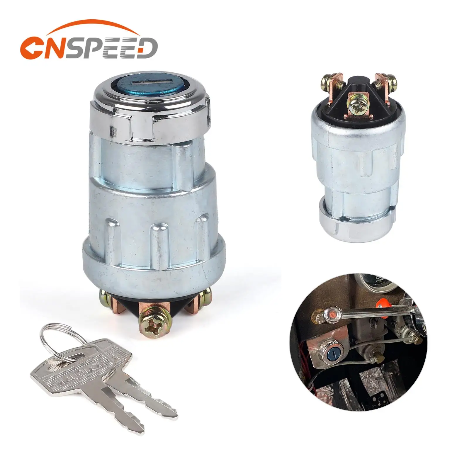 

CNSPEED 12V Universal 3 Position 3 Terminal Ignition Switch with 2 Key For Car Motorcycle Tractor Forklift Truck Scooter Trailer