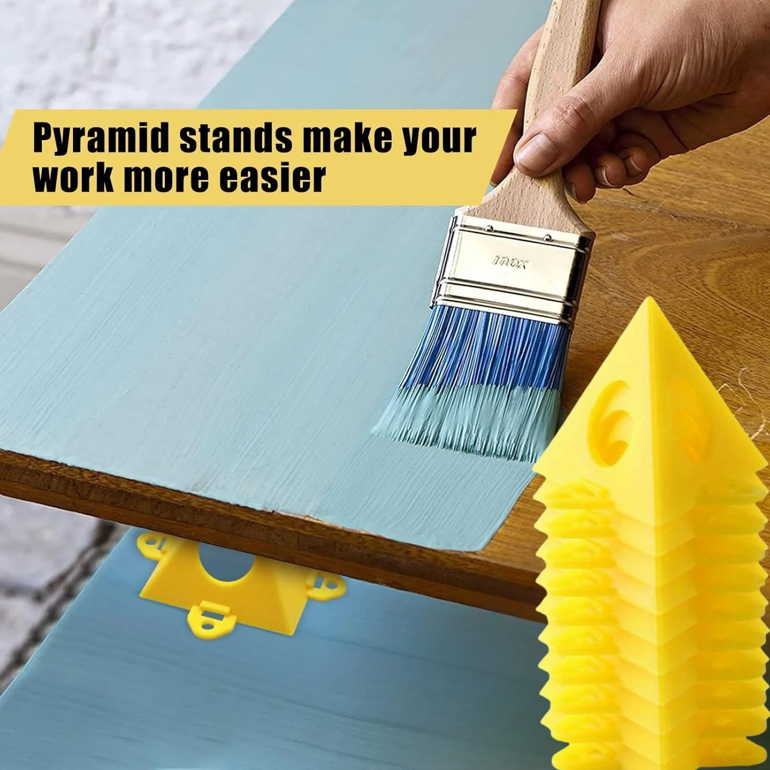 

10 Piece Paint Support Kit Wood Craft Stands Set Handyman Paint Spray Base Pyramid Frame Miniature Paint Aid Triangle Holders
