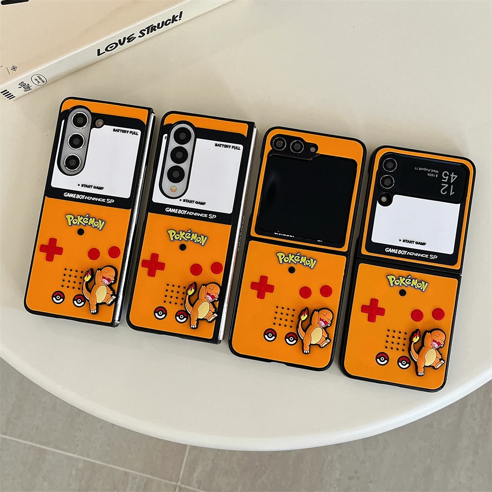 Japan Anime P-Pokemon Phone Case For Samsung Galaxy Z Flip 6 zflip4 zflip5 Z Fold 3 4 5 zfold4 zflip6 Squirtle Charmander Cover