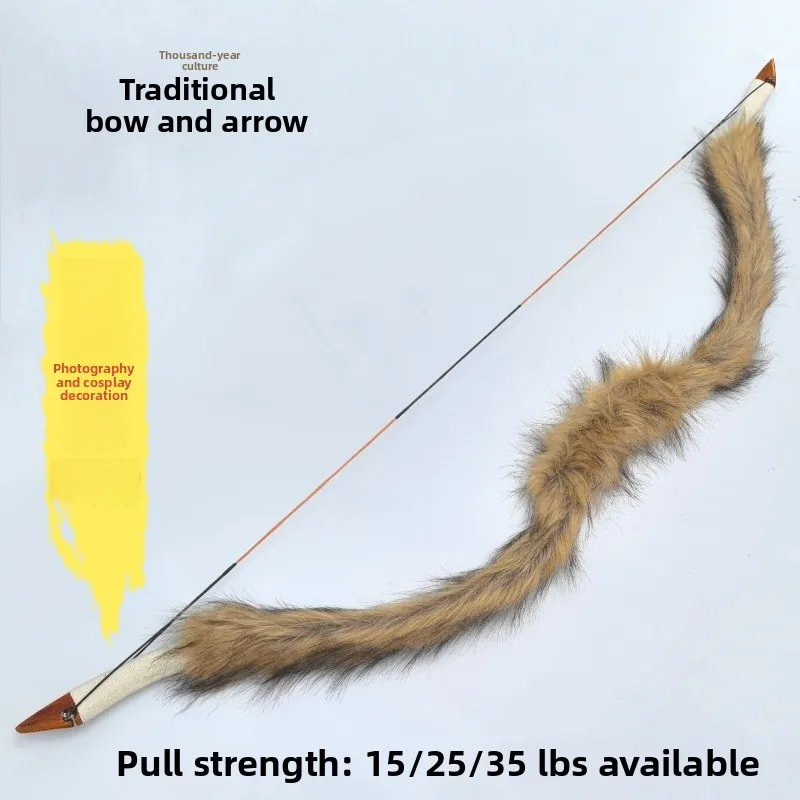 traditional-archery-set-realistic-fur-bow-and-arrows-for-film-shooting-outdoor-activities-archery-simulation-game-props