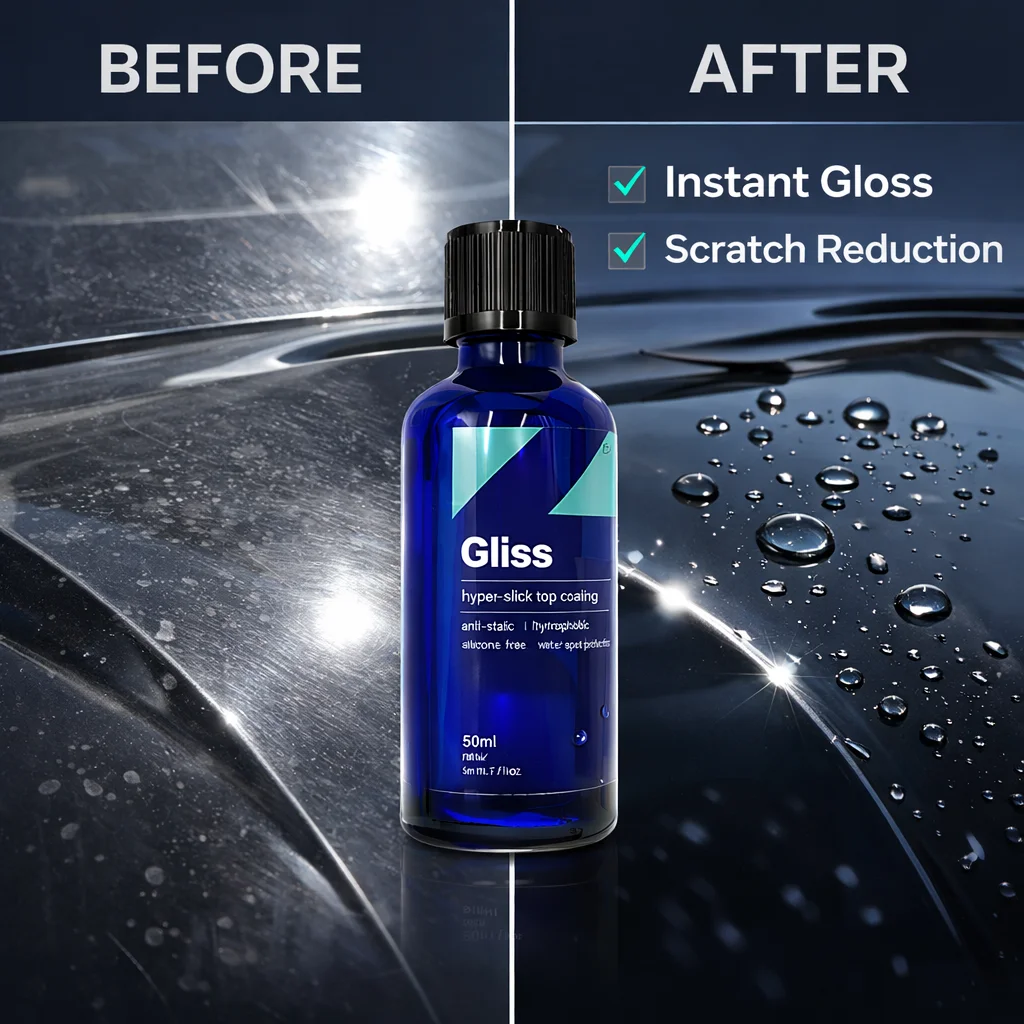 CAR CQUARTZ Gliss Original Ceramic Coating 50ml Kit for Cars Hyper Smooth Hydrophobic Nano Top-Coat with Microfiber Applicators