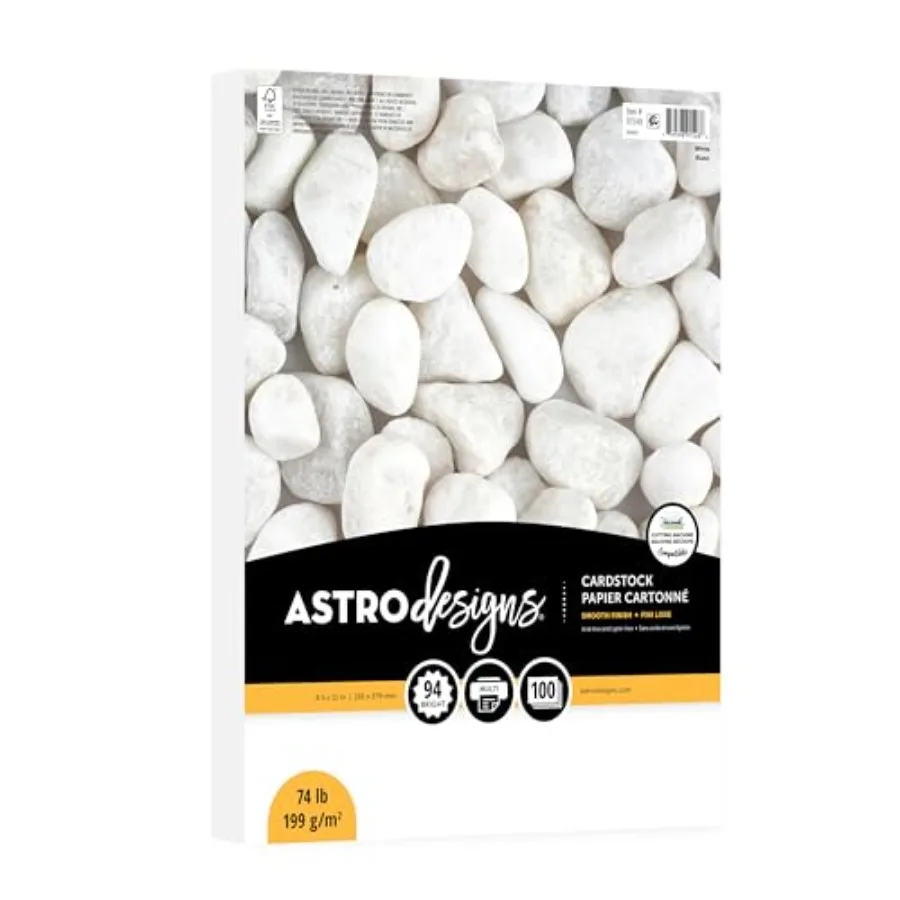 

Astrodesigns Cardstock White 94 Brightness 8.5 x 11 74 lb Heavyweight Paper 100 Sheets Perfect for DIY Projects Card Making Scr