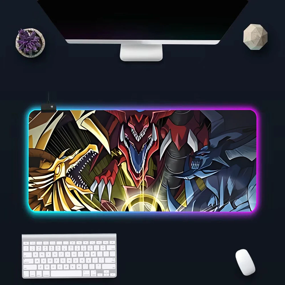 YuGiOh Duel Monsters RGB Pc Gamer Keyboard Mouse Pad Mousepad LED Glowing Mouse Mats Rubber Gaming Computer Mausepad