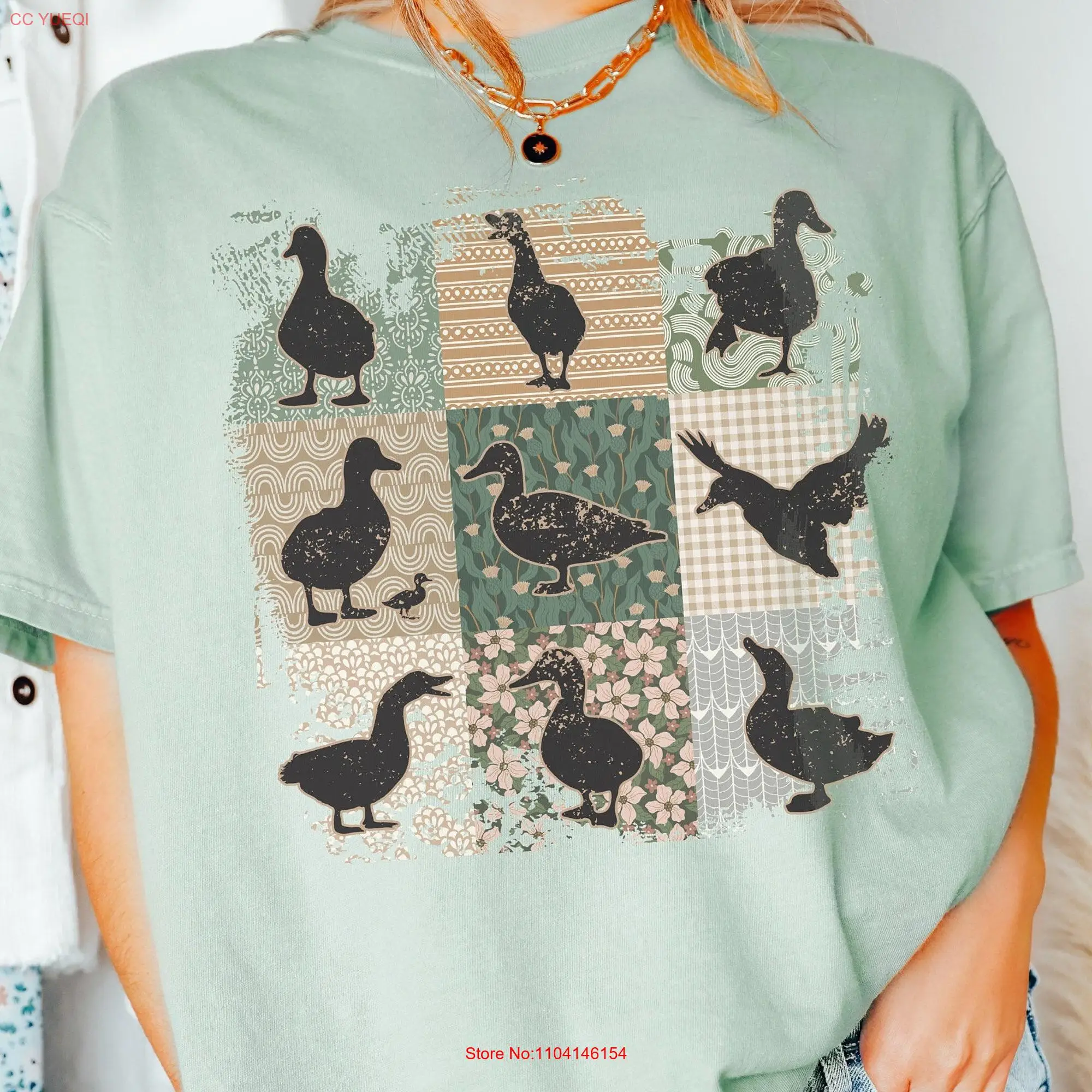 Boho Duck Goose T Shirt Comfort Colors Retro Floral Farm Girls Cottagecore Aesthetic Clothing Lover for Her