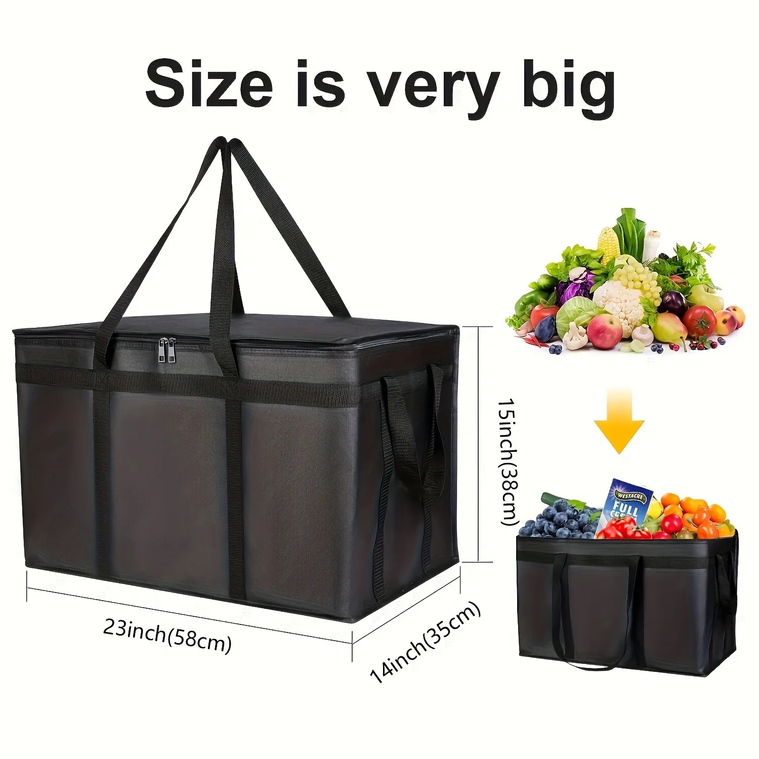 Large-Capacity Insulated Bag, Reusable, Three-Layer Insulated Pizza Delivery Bag, Portable Waterproof RefrigerationBag